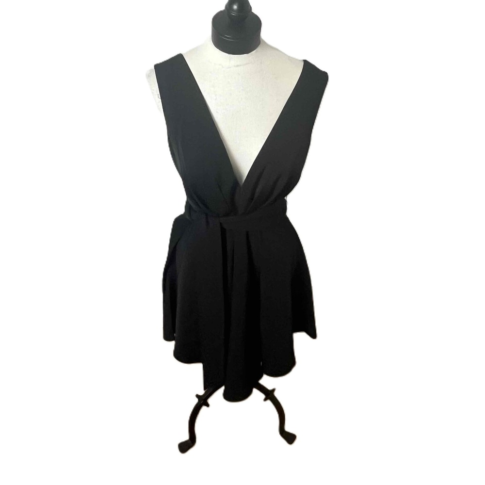 NWT Revolve Little Black Dress Fit & Flare Mini Belted V-Neck Open Back Dress S
